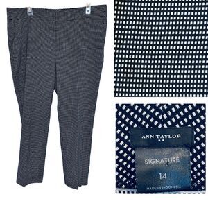 Ann Taylor Signature‎ Black & White Checked Pants Size 14 Trousers Career Office